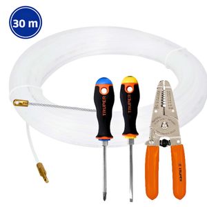 kit wincha pasacable 30M, 2 desarmadores, pelacables, truper