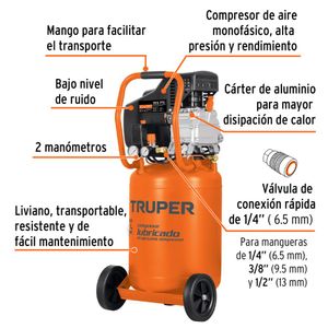 Compresora de aire, 50 L vertical, 2610W (3-1/2 HP), TRUPER