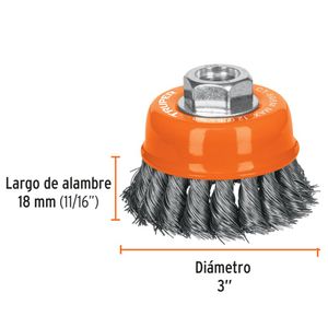 Cepillo metálico Carda tipo copa 3 pulgadas truper