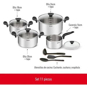 Juego de Ollas Acero Inoxidable T-Fal Primary 11 Piezas