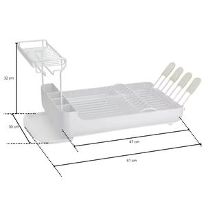 Escurridor de Platos Dos Niveles con Soporte para Copas Blanco