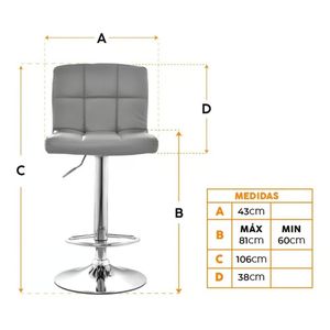 Silla Para Bar Regulable En Altura Nill Cuero Sin Reposabrazos Gris Ofideas