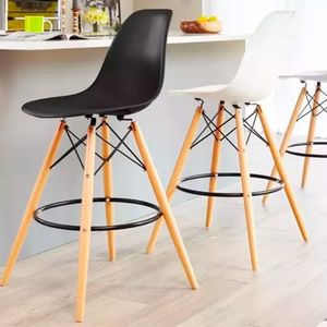 Silla Para Bar Fija Eames Con Espaldar Color Negro Ofideas