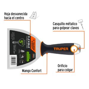 Espátula masillador 5 pulgadas acero inox mango Comfort Grip Expert