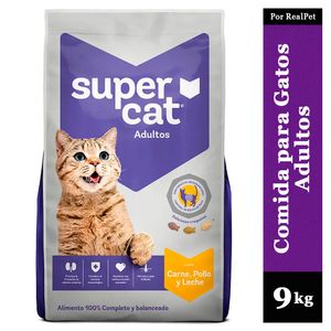 Comida para Gatos Adultos Supercat Carne Pollo Leche 9 kg