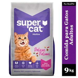 Comida para Gatos Supercat Pollo Carne Atún Sardina 9 kg