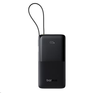 Batería externa Baseus Bipow 2 20000 mAh, 20W, cable USB Tipo-C integrado, negro