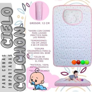 Colchon de cuna Sol 106x68cm Rosa