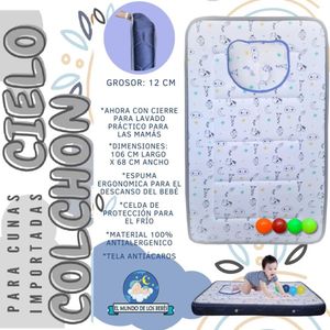 Colchon de cuna Sol 106x68cm Azul