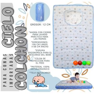 Colchon de cuna Sol 106x68cm Celeste
