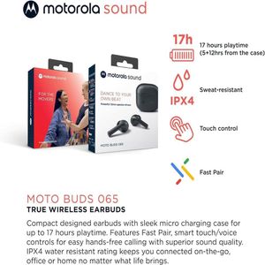 Motorola Moto Buds 065 Emparejamieto rapido y hasta 22 Horas