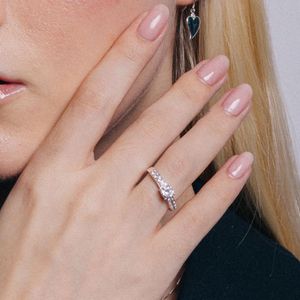 Anillo de Compromiso de Plata 925 Talla 7
