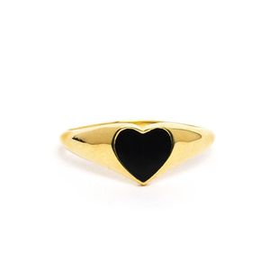 Anillo Amaia Negro Bañado en Oro 24K Talla 7