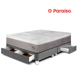 Cama con Cajones Balanzze King Gris Bipanel