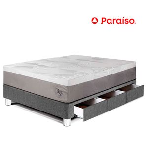 Cama con Cajones Balanzze 1.5 Plazas Gris Bipanel