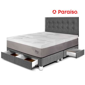Dormitorio con Cajones Balanzze Queen Gris Bipanel