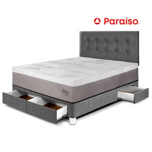 Dormitorio con Cajones Balanzze 2 Plazas Gris Bipanel