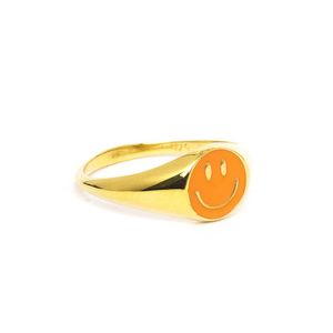 Anillo Smile Naranja Bañado en Oro 24K Talla 8