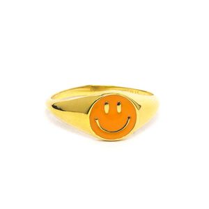 Anillo Smile Naranja Bañado en Oro 24K Talla 8