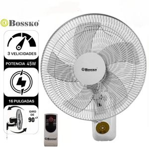 Ventilador de Pared Bossko Con Control Remoto BK-8450PD Blanco