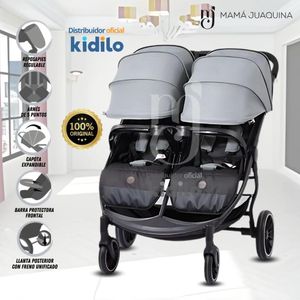 Coche Mellicero de Lujo KIDILO TWIN STROLLER  Gris Plata
