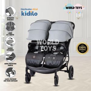 Coche Mellicero de Lujo KIDILO TWIN STROLLER  Gris Plata
