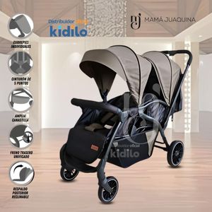 Coche Mellicero de Lujo KIDILO TWIN DOUBLE STROLLER  Café