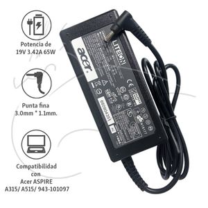 Cargador Acer Aspire ( Punta Fina ) - 19v 3.42a 65w