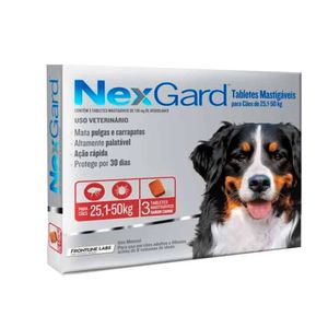 Antipulgas para Perros Nexgard de 25.1 a 50 Kg x 3 Tabletas FLF
