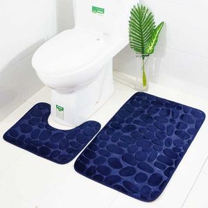 Set De 3 Alfombras de Baño Azul  517AZ03