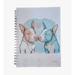 Cuaderno Cornell 140 Hojas Cuadriculado con 6 Separadores Carátula Escarchada Diseño 2 Perros