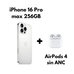 Iphone 16 pro max 256GB eSim White Titanium+ Airpods de 4 Generación Sin ANC