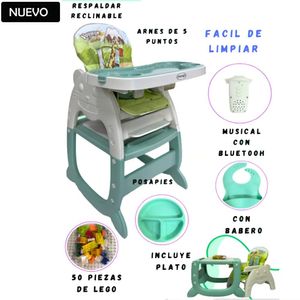 Silla de Comer Carpeta Gato Musical 3 en 1 Verde