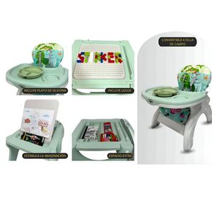 Silla de Comer para Bebe Donna con Plato y Lego Verde