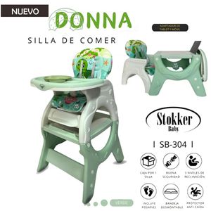 Silla de Comer para Bebe Donna con Plato y Lego Verde