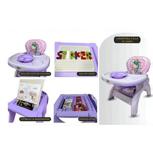 Silla de Comer para Bebe Donna con Plato y Lego Lila