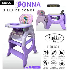 Silla de Comer para Bebe Donna con Plato y Lego Lila