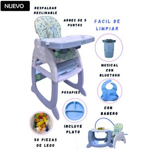Silla de Comer Carpeta Gato Musical 3 en 1 Azul