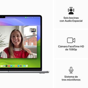 MacBook Air Apple 15.3" Chip M3, 256GB SSD, 16GB RAM, 10GPU, macOS, teclado en español, Space gray