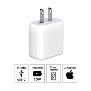 Cargador de pared Apple tipo USB Tipo-C, 1 puerto, 20W, blanco