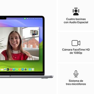 MacBook Air Apple 13.6" Chip M3, 256GB SSD, 16GB RAM, 8GPU, macOS, teclado en español, Space gray