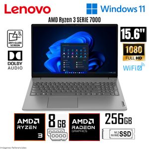 Laptop Lenovo V15 G4 AMN AMD Ryzen 3 7320U 8GB RAM 256GB SSD 15.6" FHD 82YU00X4LM