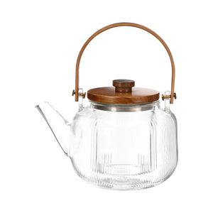 Tetera de Vidrio con Tapa y Asa de Madera 800 ml