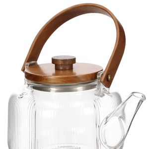 Tetera de Vidrio con Tapa y Asa de Madera 800 ml