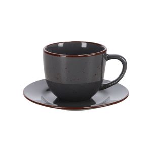 Taza Té Cerámica con Plato Rústico 240 ml
