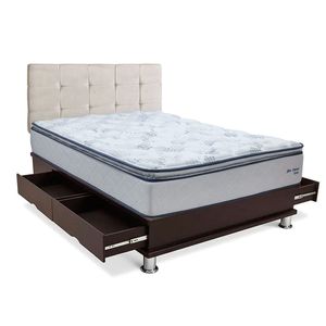 Dormitorio Cuadros New Ozono 2 Plazas + Almohadas + Protector Champagne