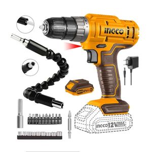Taladro Atornillador 12V Ingco Inalámbrico + Extensor Puntas