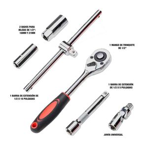 Juego Dados De Impacto 32 Piezas Llave Más Guantes Anticorte - Combo