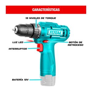 Taladro Atornillador Inalámbrico 12V 10Mm + Cable Usb A-C