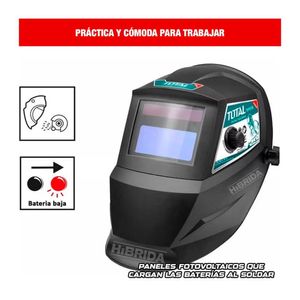 Careta Casco De Soldar Total Más Escuadras Magnéticas Y Guante - Combo